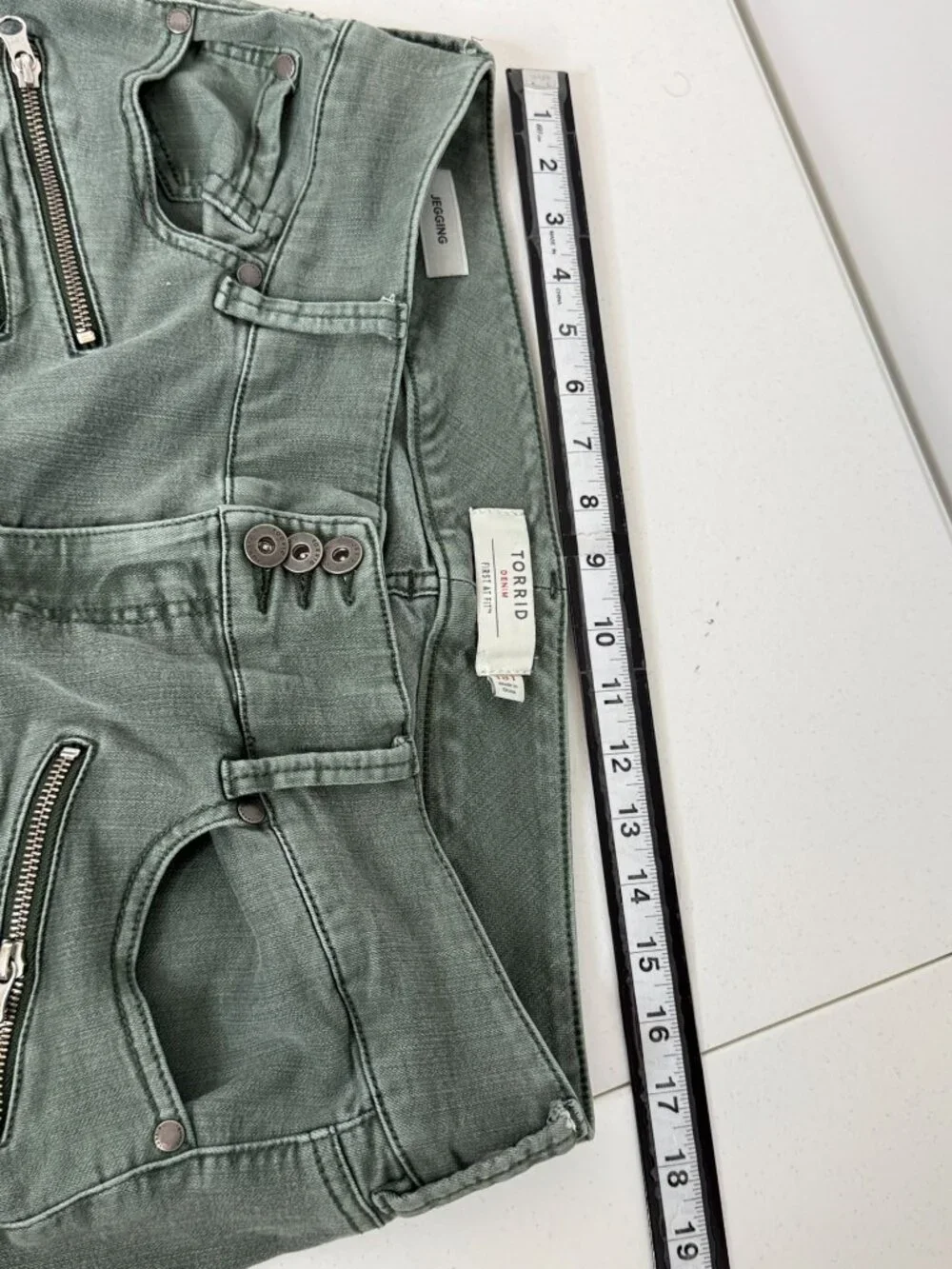 Torrid Jegging Jeans Womens 18R Green Zip Pocket Stretch Skinny High Rise - Picture 14 of 14